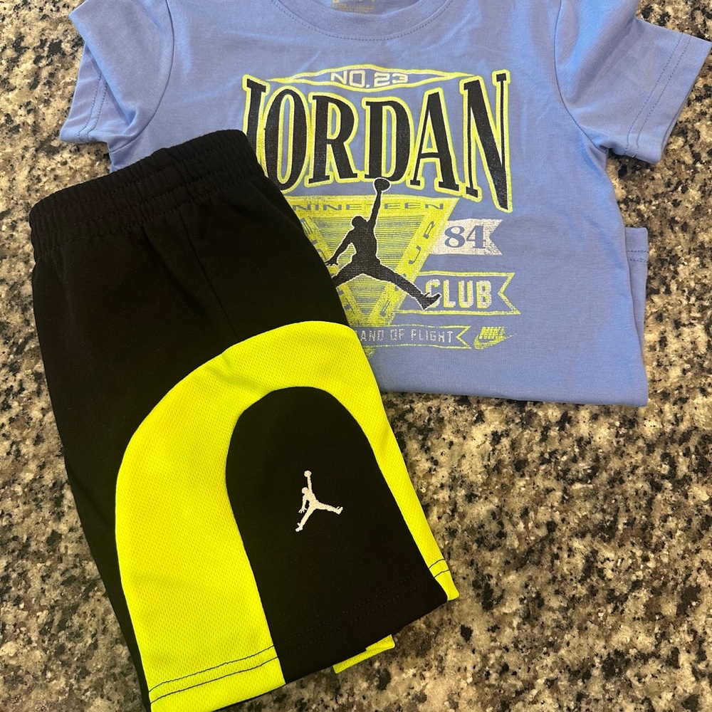 Jordan Graphic Tee and Neon Accent Shorts